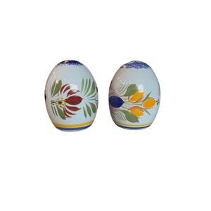 Henriot Quimper Campagne Faience Pottery Egg Salt & Pepper Shakers France